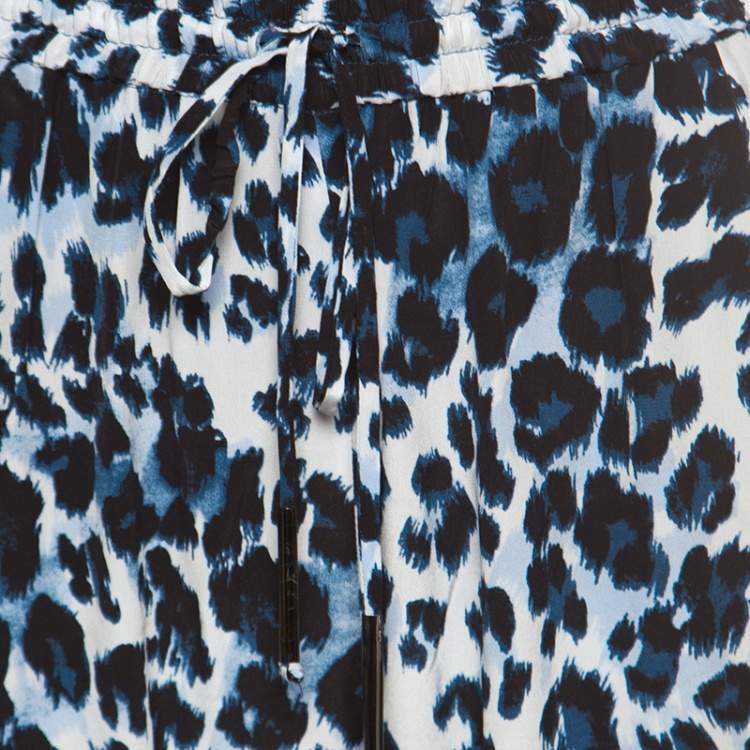 Pre Owned Diane Von Furstenberg Animal Pattern Benett Two Print Silk Pants L
