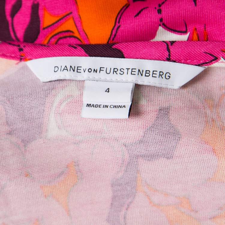 Pre Owned Diane Von Furstenberg Pink Silk Eden Garden Printed Davina Maxi Dress S