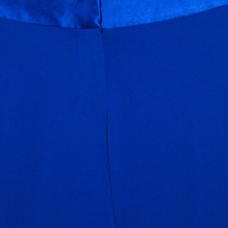 Pre Owned Diane Von Furstenberg Cobalt Blue Textured Crepe Genesis Long Pants XS