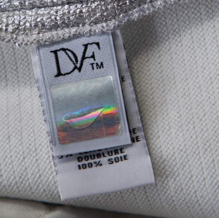 Pre Owned Diane von Furstenberg Metallic Silver Silk Lined New Boymuda Shorts S
