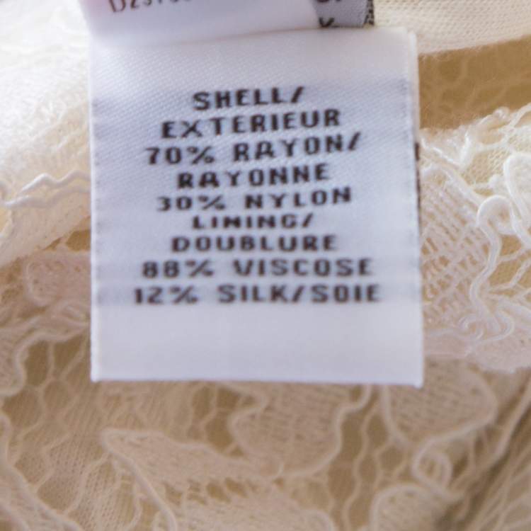 Pre Owned Diane Von Furstenberg Cream Long Sleeve Zarita Lace Dress S