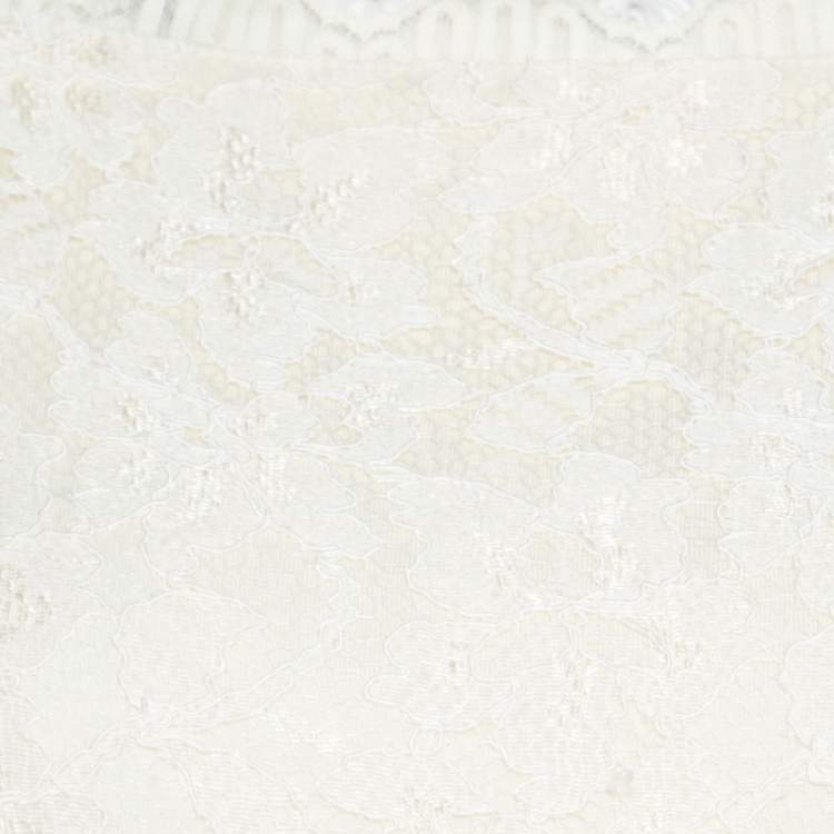 Pre Owned Diane Von Furstenberg Cream Long Sleeve Zarita Lace Dress S
