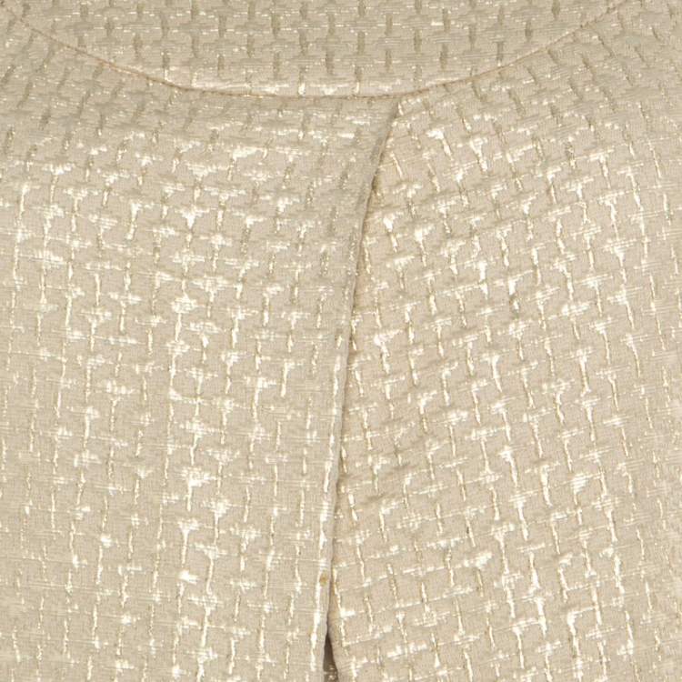 Pre Owned Diane Von Furstenberg Gold Jacquard Inverted Pleat Detail Ayuka Dress S