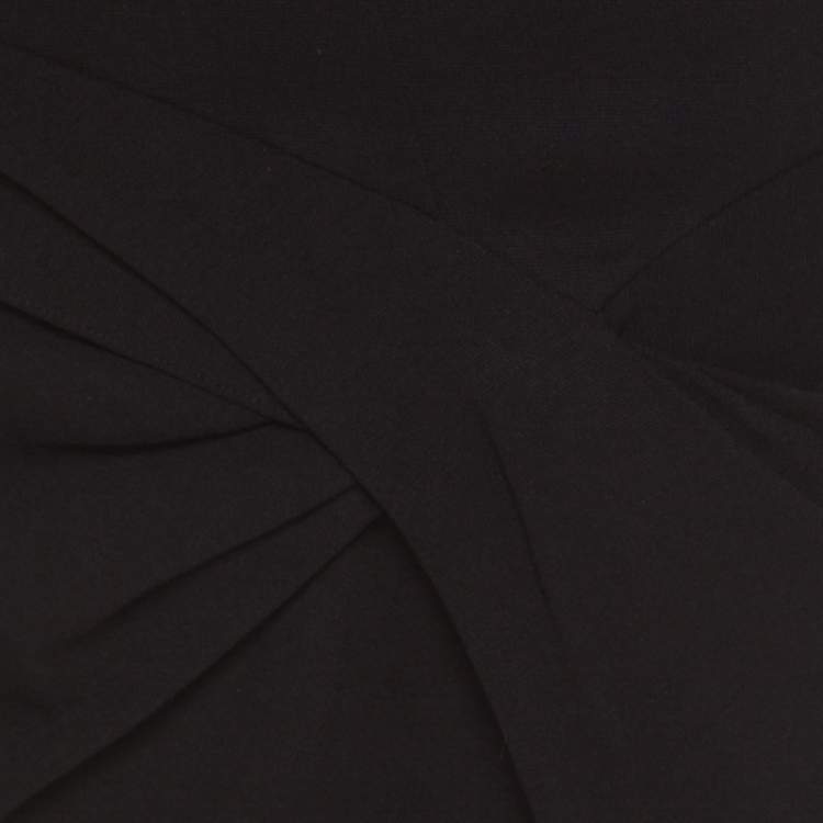 Pre Owned Diane Von Furstenberg Black Knit Twist Front Detail Long Sleeve Eleonora Dress L