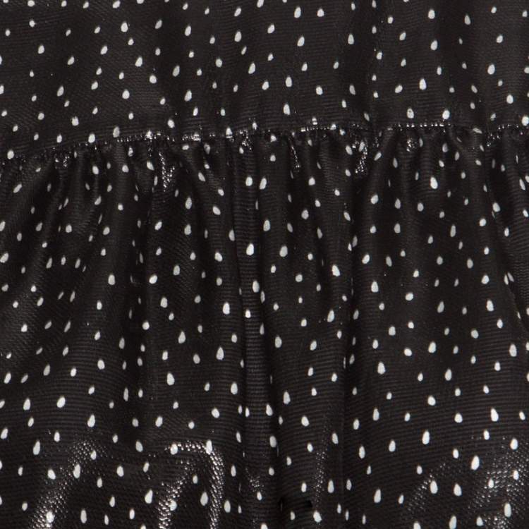 Pre Owned Diane Von Furstenberg Monochrome Metallic Polka Dot Long Sleeve Top S
