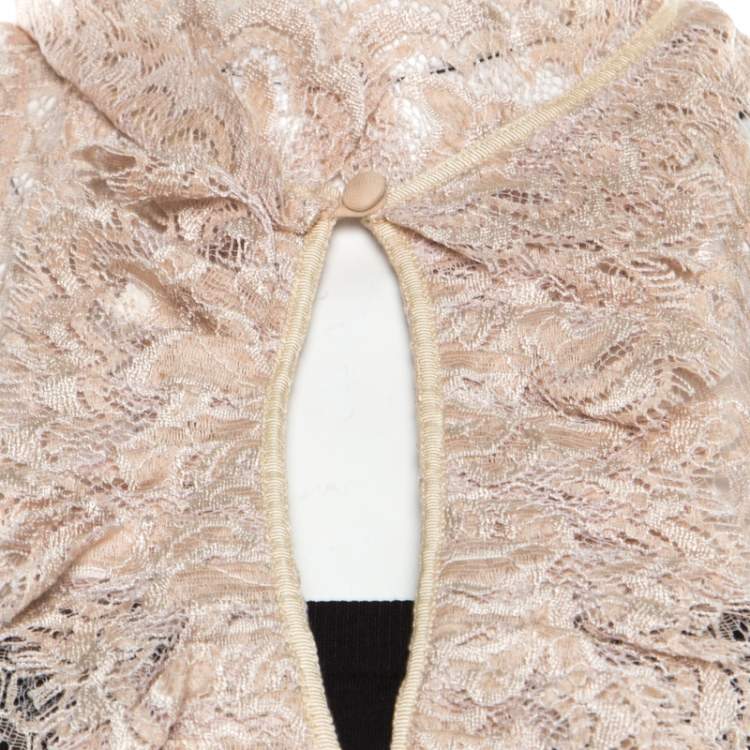 Pre Owned Diane Von Furstenberg Beige Floral Lace Ruffle Trim Sleeveless Olvida Top S