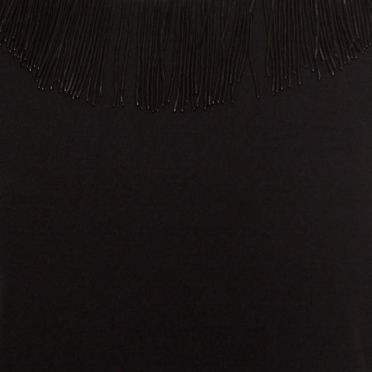 Pre Owned Diane von Furstenberg Black Fringe Embellished Lace Back Detail Margherita Dress M