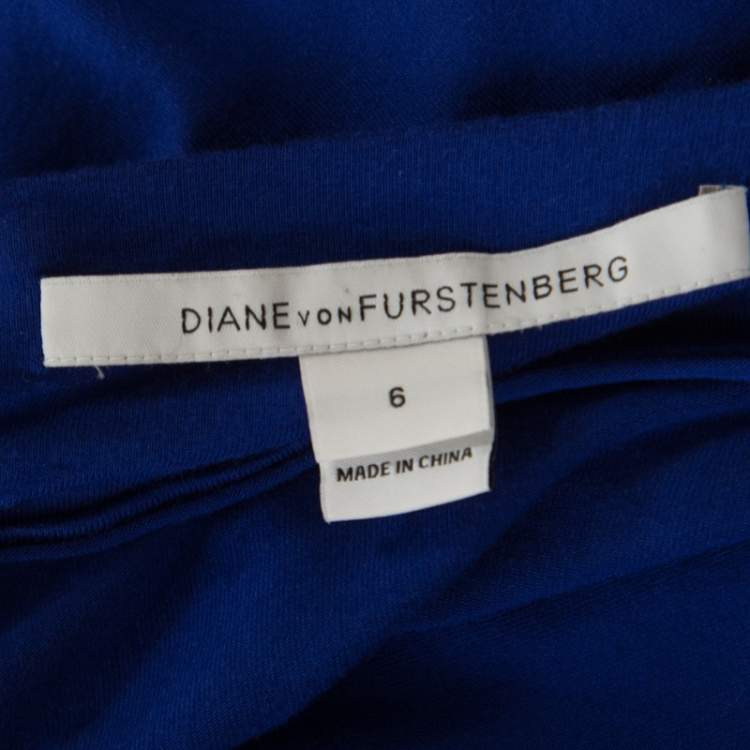 Pre Owned Diane von Furstenberg Cobalt Blue Jersey New Julian Wrap Dress M