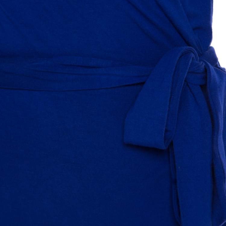 Pre Owned Diane von Furstenberg Cobalt Blue Jersey New Julian Wrap Dress M