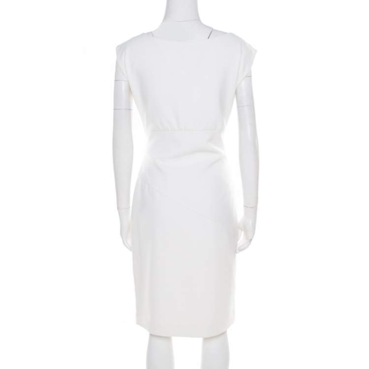 Pre Owned Diane Von Furstenberg Off White Sleeveless Bevin Sheath Dress M