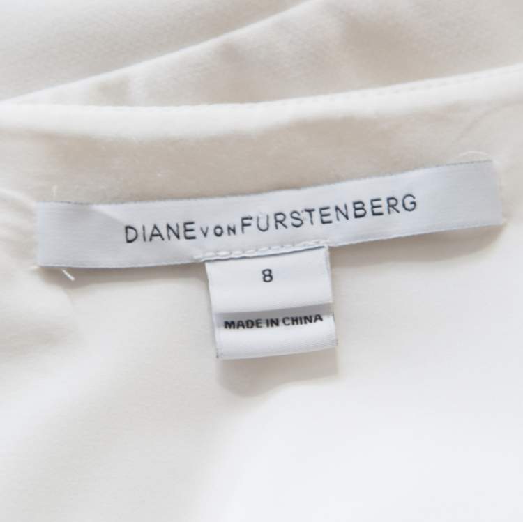 Pre Owned Diane Von Furstenberg Off White Sleeveless Bevin Sheath Dress M