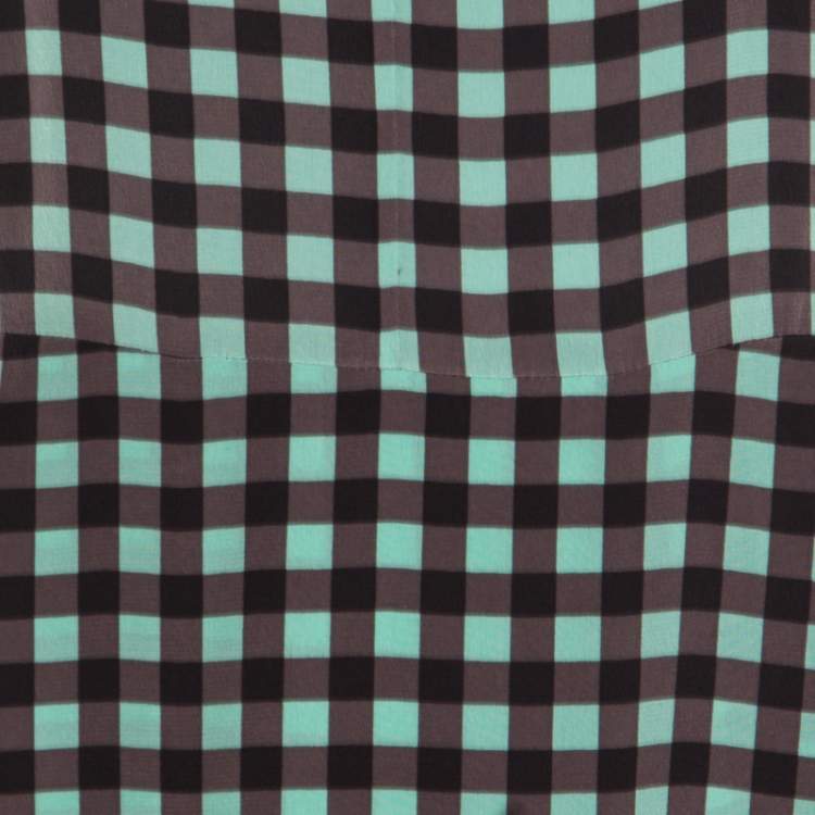 Pre Owned Diane von Furstenberg Multicolor Gingham Checked Silk Maxi Dress M