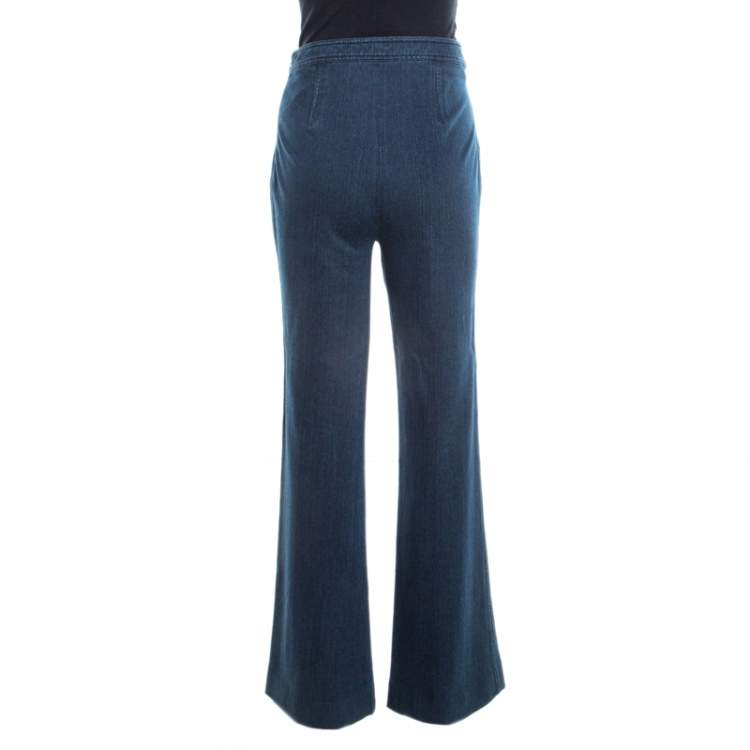 Pre Owned Diane Von Furstenberg Indigo Stretch Denim High Rise Flared Joan Jeans M