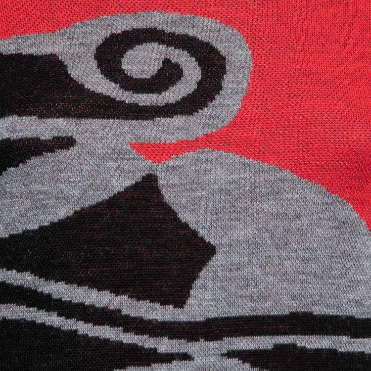 Pre Owned Diane von Furstenberg Multicolor Intarsia Cloud Patterned Wool Sweater Dress S