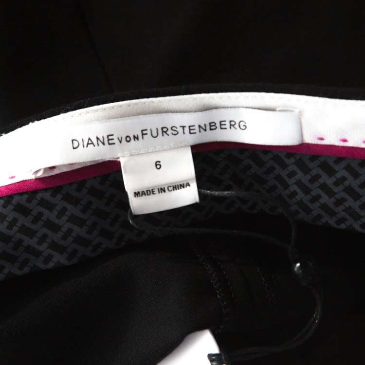 Pre Owned Diane von Furstenberg Black Stretch Cotton Cropped Genesis Pants M 