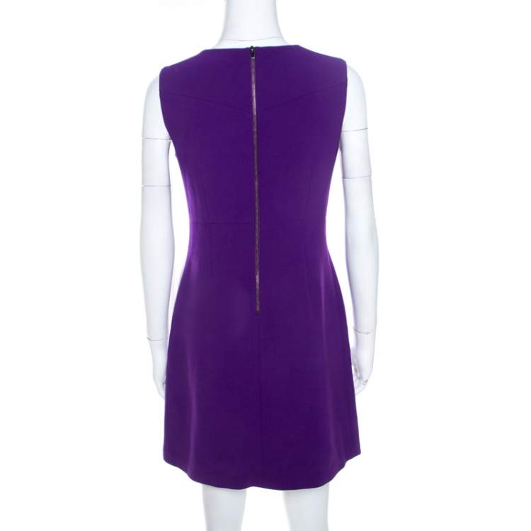 Pre Owned Diane von Furstenberg Purple Stretch Crepe Carrie Sheath Dress S