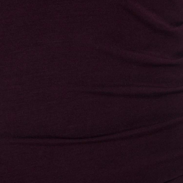 Pre Owned Diane von Furstenberg  Burgundy Cotton Jersey Fitted Joy Dress XS 