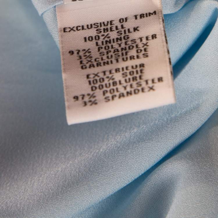 Pre Owned Diane von Furstenberg Powder Blue Plisse Chiffon Silk Fenobe Blouse M