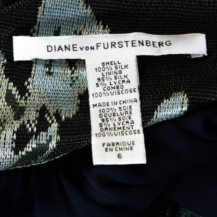 Pre Owned Diane Von Furstenberg Blue Deco Print Silk Tabalah Tunic Dress M