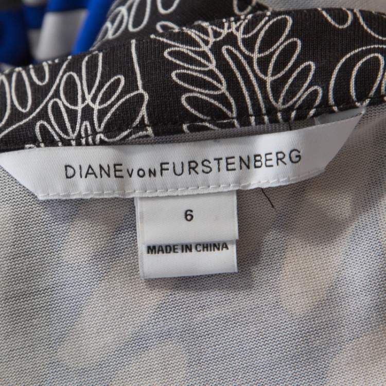 مملوكة مسبقًا Diane Von Furstenberg Blue Printed Silk Jersey Orchid Maxi Wrap Dress M