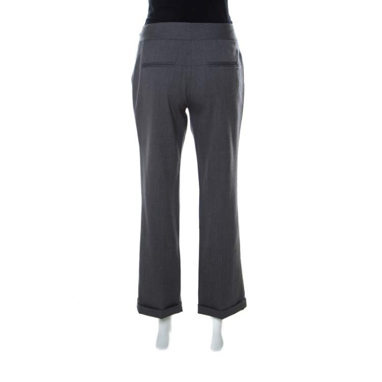 Pre Owned Diane Von Furstenberg Grey Wool Snap Button Detail Geordinne Trousers S