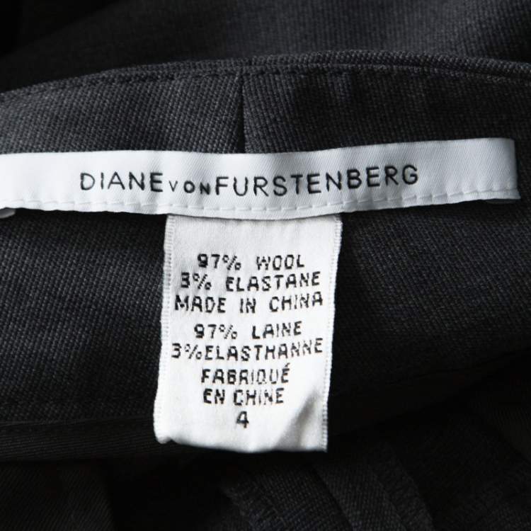 Pre Owned Diane Von Furstenberg Grey Wool Snap Button Detail Geordinne Trousers S