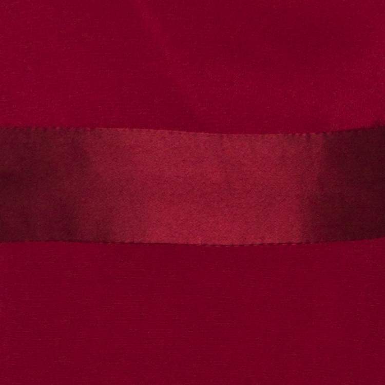 Pre Owned Diane von Furstenberg Red Silk Asymmetric Side Slit Gown S