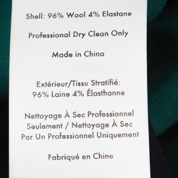 Pre Owned Diane Von Furstenberg Green Stretch Wool Pleated High Waist Trousers L