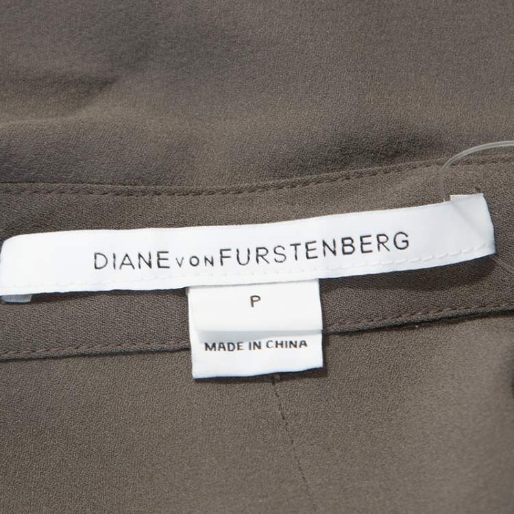 مملوكة مسبقًا Diane von Furstenberg Grey Silk Contrast Trim Hatsu Colorblock Dress S