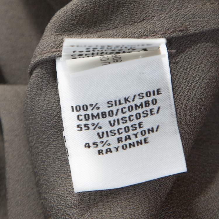 مملوكة مسبقًا Diane von Furstenberg Grey Silk Contrast Trim Hatsu Colorblock Dress S