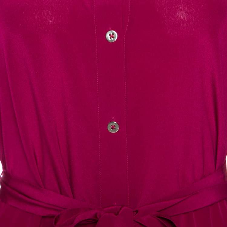 Pre Owned Diane Von Furstenberg Pink Silk Amina Shirt Dress S