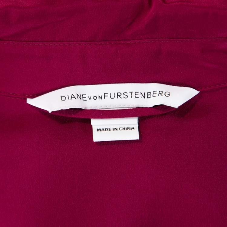 Pre Owned Diane Von Furstenberg Pink Silk Amina Shirt Dress S
