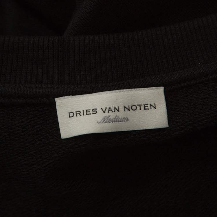 Pre Owned Dries Van Noten Black Jersey Embellished Sweatshirt Dress M