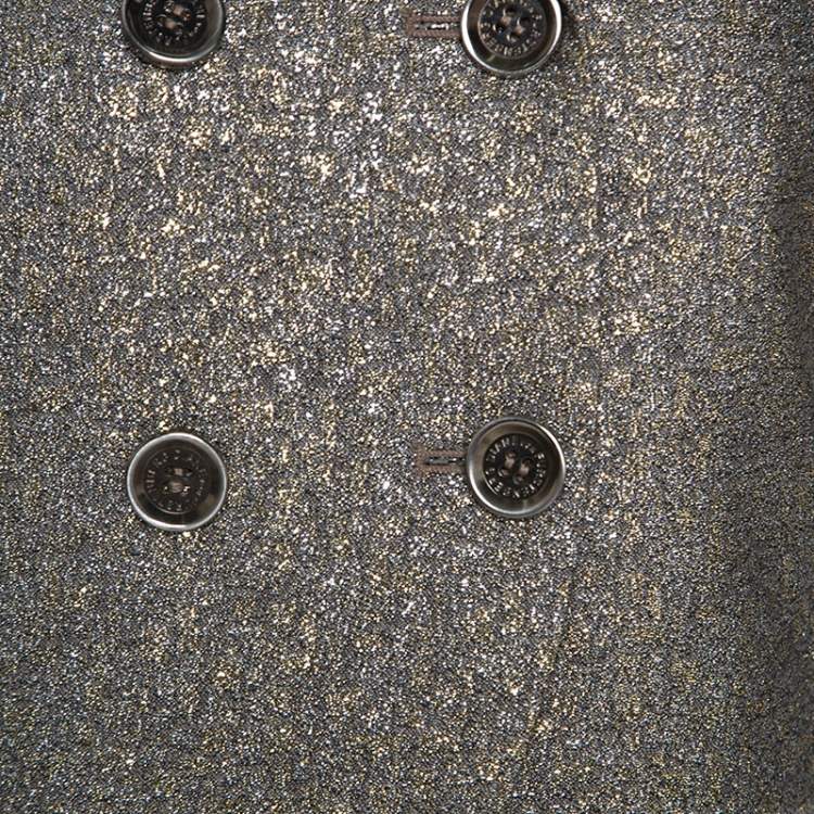 Pre Owned Diane Von Furstenberg Metallic Wool Little M Tweed Blazer XS