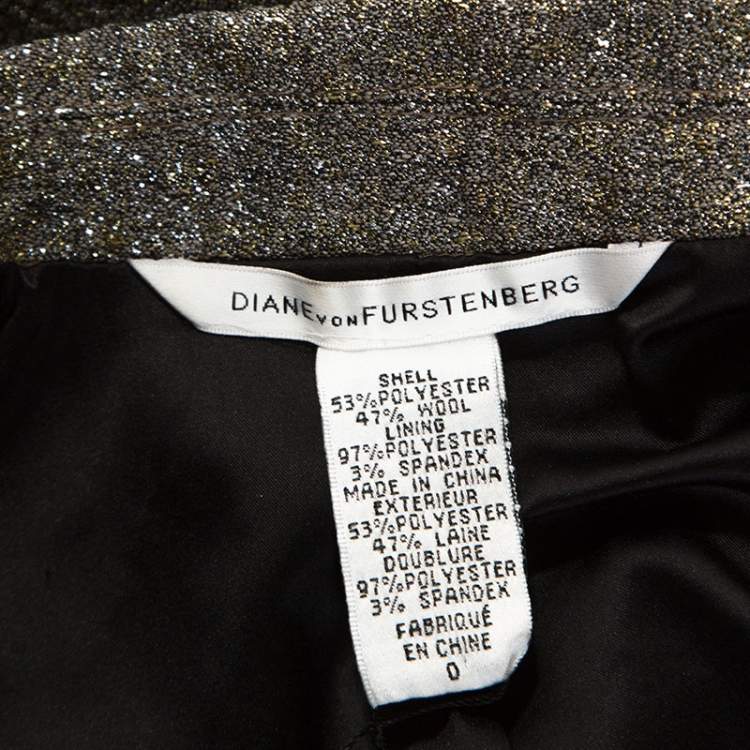 Pre Owned Diane Von Furstenberg Metallic Wool Little M Tweed Blazer XS