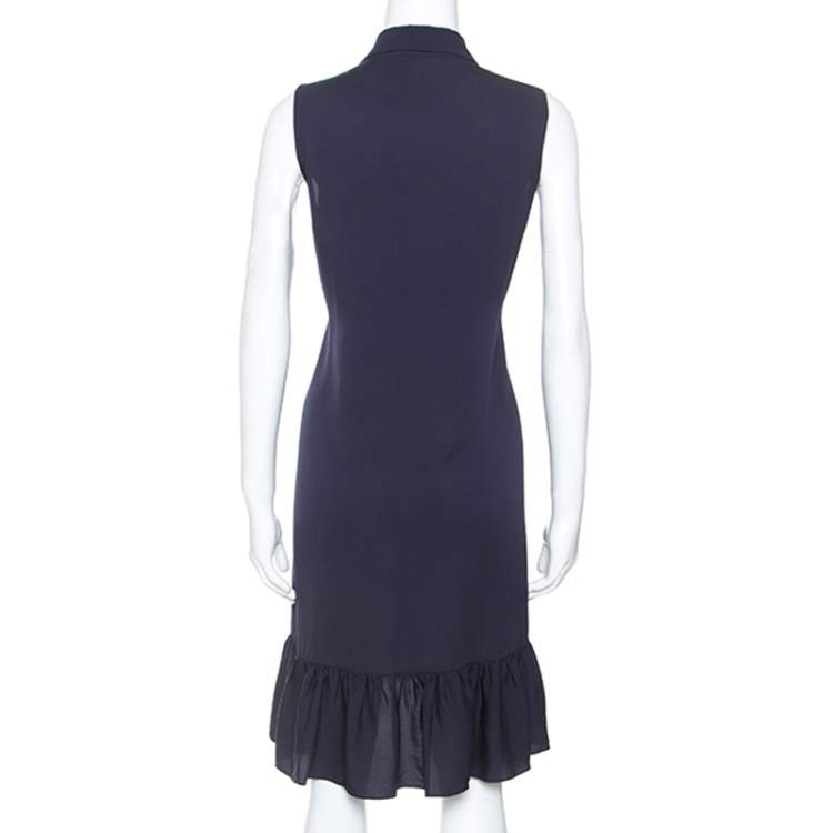 مملوكة مسبقًا Diane Von Furstenberg Navy Blue Stretch Silk Lanzi Dress M