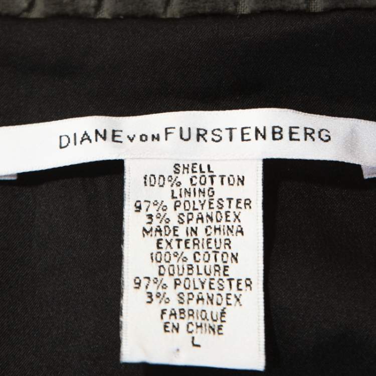 Pre Owned Diane Von Furstenberg Grey Velvet Zip Front Vest L