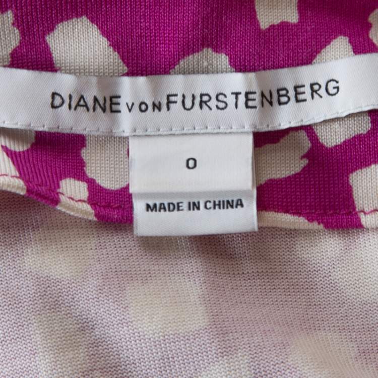 مملوكة مسبقًا Diane Von Furstenberg Pink Printed Silk New Julian Two Wrap Dress XS