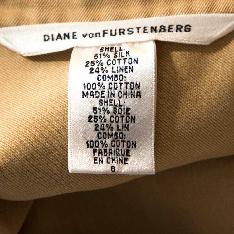 Pre Owned Diane Von Furstenberg Roberts Khaki Pocket Detail Dress M