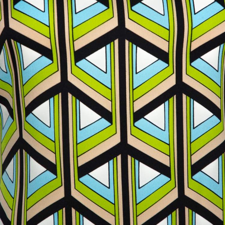 Pre Owned Diane Von Furstenberg Green Printed Silk Andati Shift Dress S