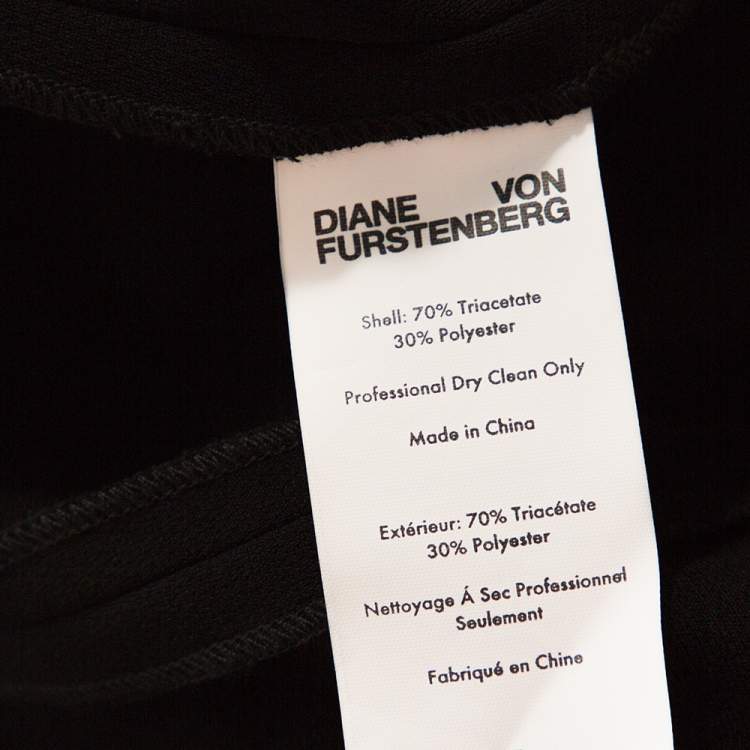 Pre Owned Diane von Furstenberg Black Fluid Crepe One Shoulder Gown L