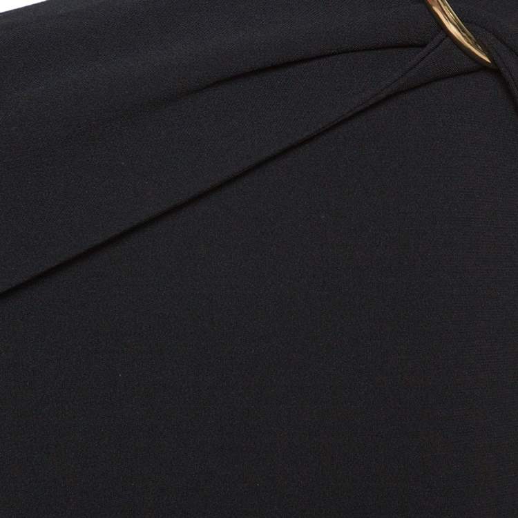 Pre Owned Diane von Furstenberg Black Fluid Crepe One Shoulder Gown L