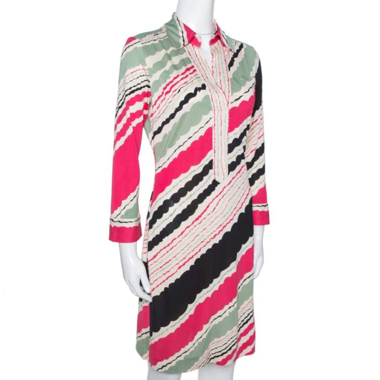 مملوكة مسبقًا Diane Von Furstenberg Multicolor Printed Silk Jersey Polo Dress M