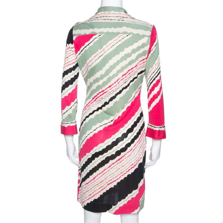 مملوكة مسبقًا Diane Von Furstenberg Multicolor Printed Silk Jersey Polo Dress M