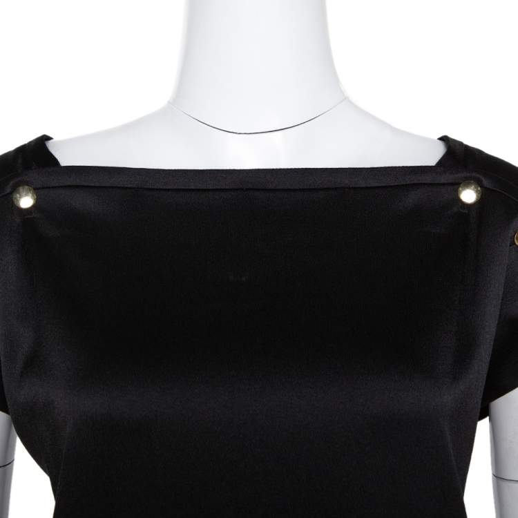 Pre Owned Diane von Furstenberg Black Textured Silk Pisco Shift Dress M