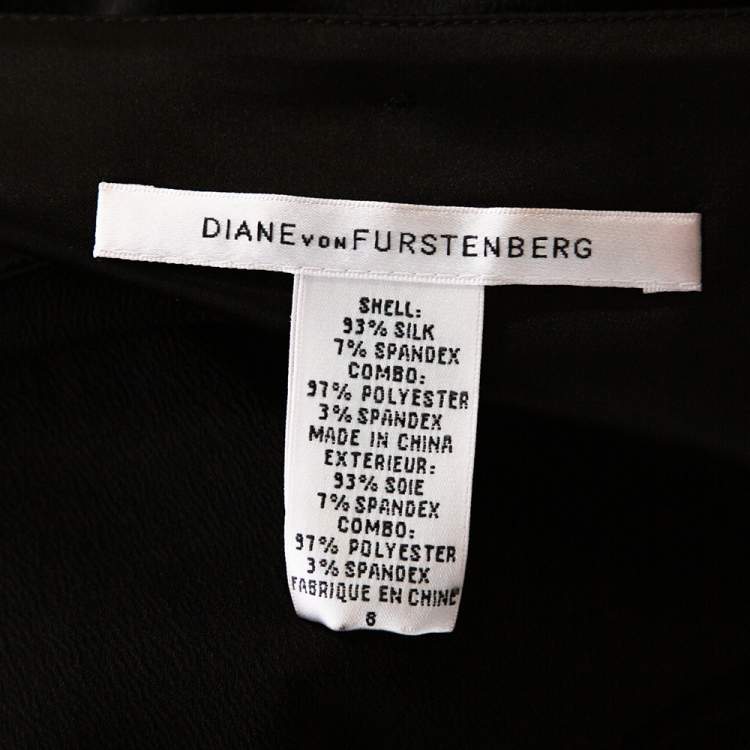 Pre Owned Diane von Furstenberg Black Textured Silk Pisco Shift Dress M
