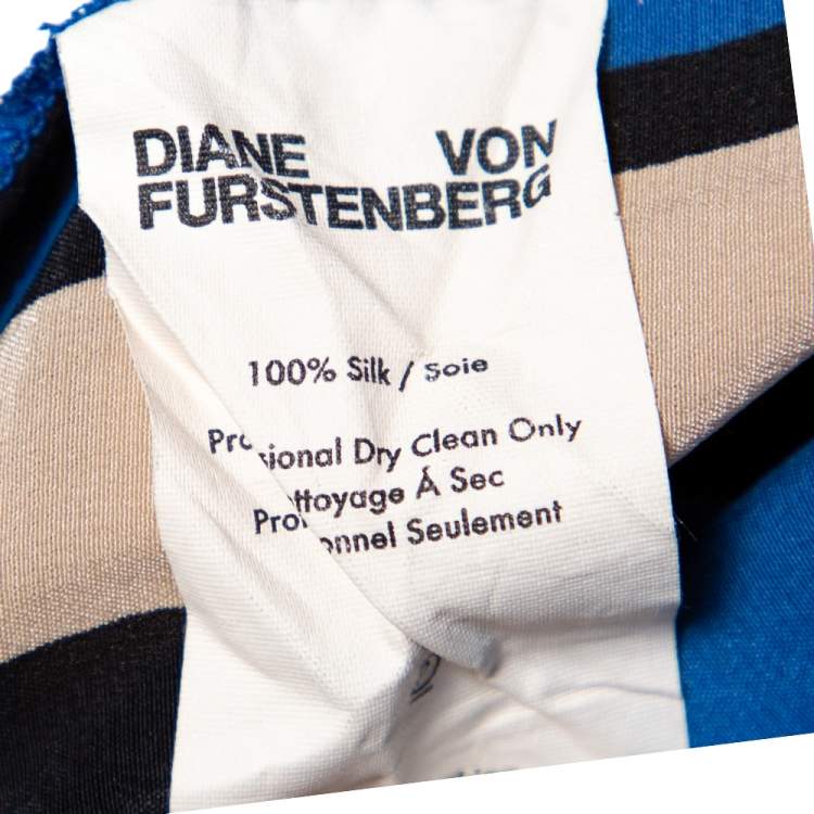 Pre Owned Diane Von Furstenberg Multicolor Striped Silk Top M