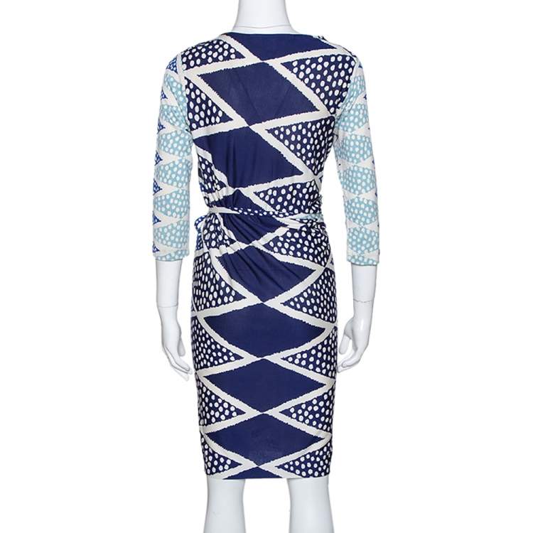 Pre Owned Diane Von Furstenberg Ornamentalist Diamonds Print Evrin Wrap Dress M