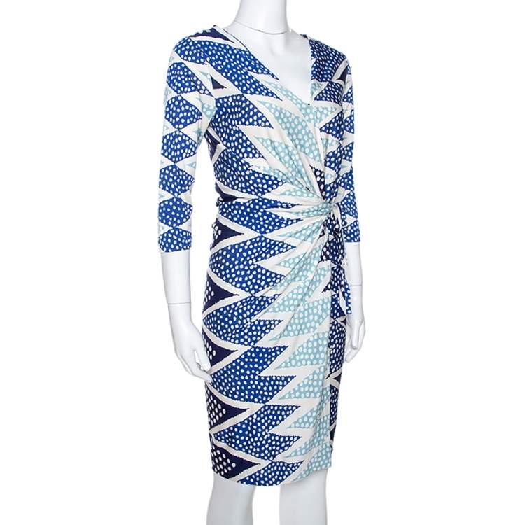 Pre Owned Diane Von Furstenberg Ornamentalist Diamonds Print Evrin Wrap Dress M
