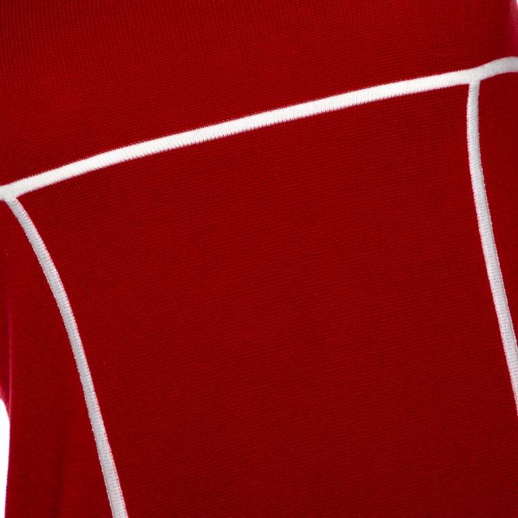 مملوكة مسبقًا Diane Von Furstenberg Red & White Knit Glorioso Shift Dress XS